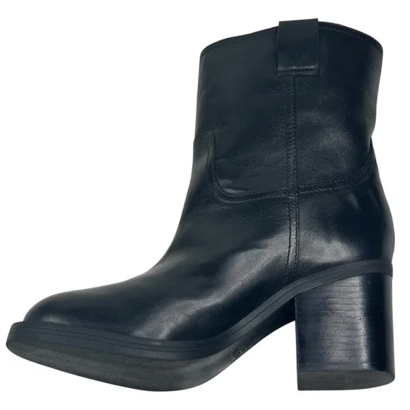 Schutz Wyatt Womens Black Leather Western Mid Calf Boots Size 7.5B New $238 - Picture 4 of 10